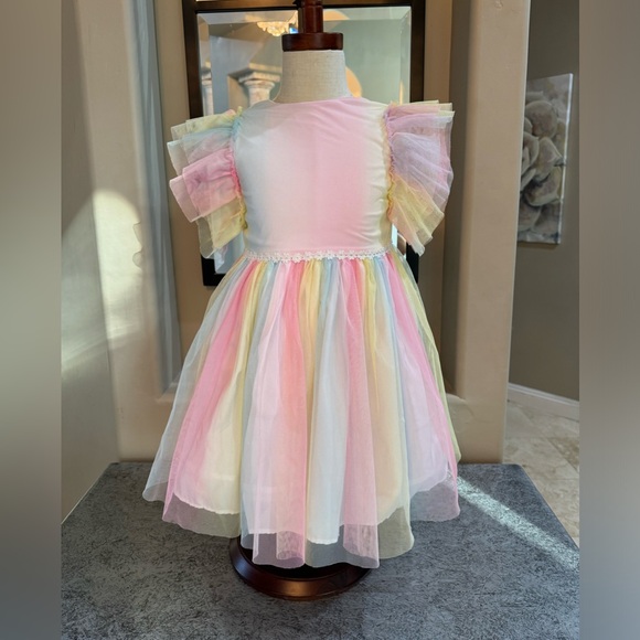 Pippa & Julie Other - 👑 Pippa & Julie-Girls' Rainbow Mesh Tutu Dress👑